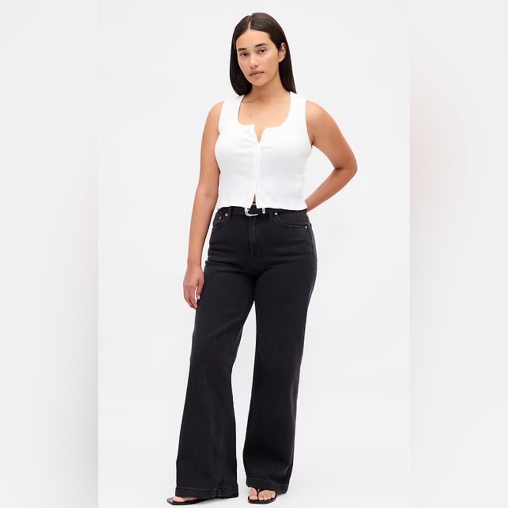 GAP Black High-Rise Wide Leg Jeans